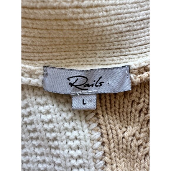 Rails Reese Patchwork Boxy Cable Cardigan- Cream Size M - Picture 8 of 11